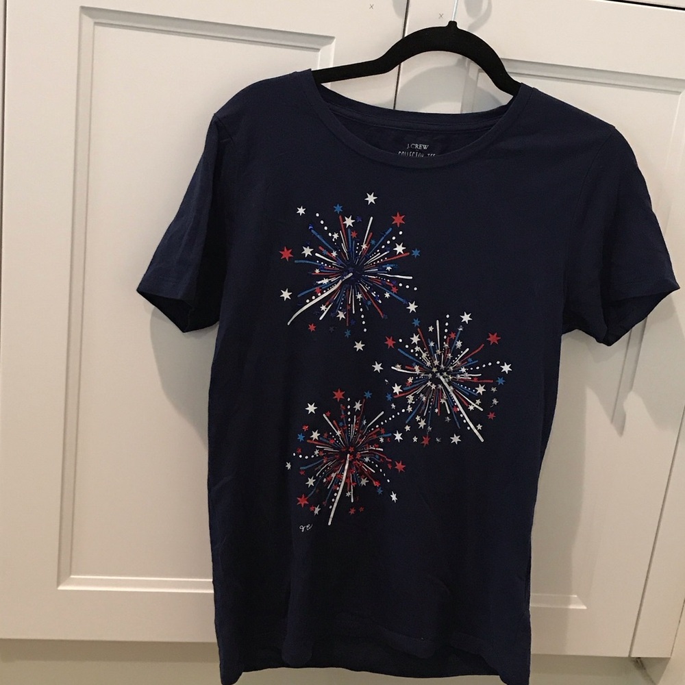 J. Crew Kids Navy T-Shirt with Fireworks Design
